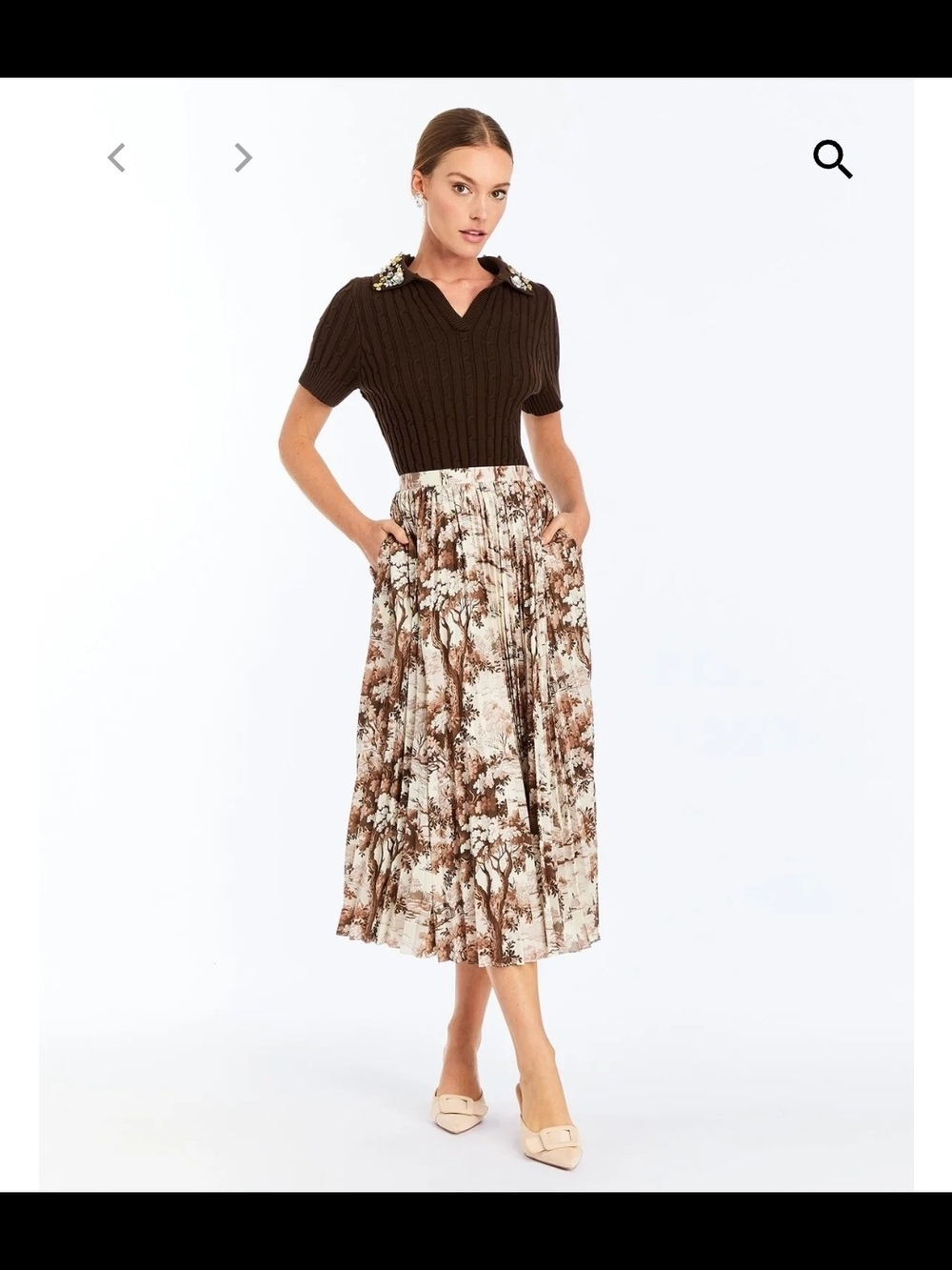 Mestiza Daniella Floral Midi Skirt in Brown Cream - Picture 2 of 10
